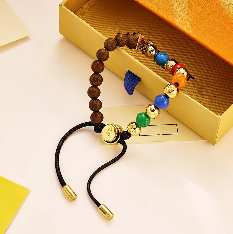 Mit Box Designer Multi Farben Perlen Charm Armbänder Frauen Männer Marke Brief Lederarmband Vintage Design Schmuck_voghion.com