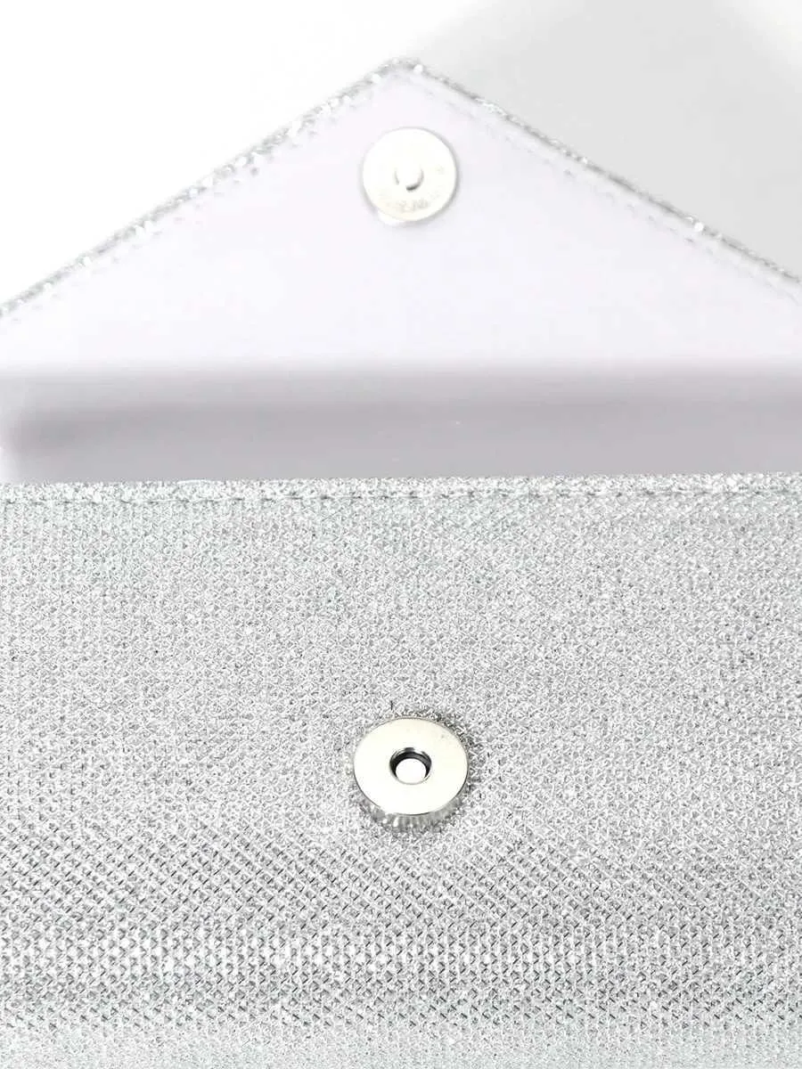 Womens envelope evening chain shoulder bag shiny sier long wallet womens wedding party clutch mini handbag Y241019_voghion.com