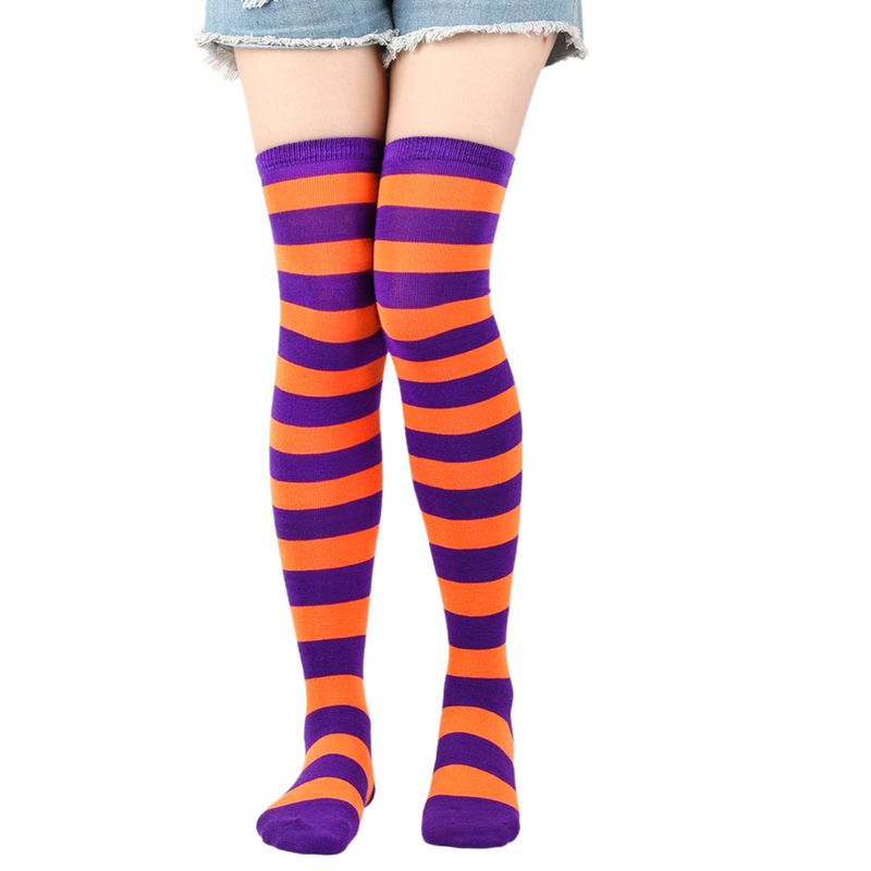 Christmas Knitted Striped Thigh Over Knee COS Anime Party Long Socks Women_voghion.com