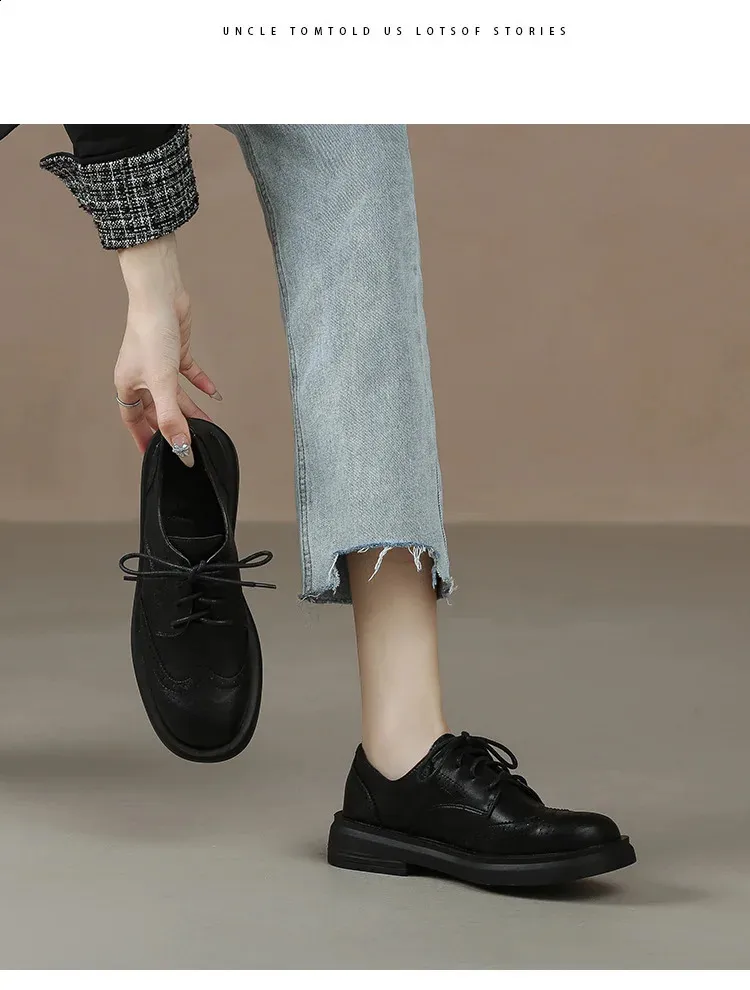 Womens Leather Oxford Flat Round Toe Derby Sneakers Party Shoes_voghion.com