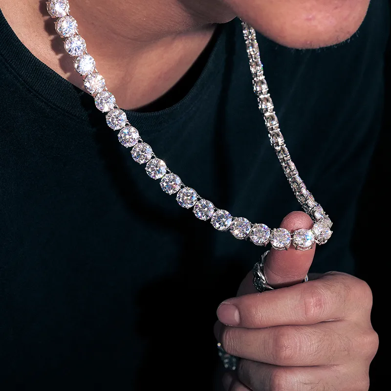 Collar cadena tenis moissanite oro vvs diamante cluster unisex_voghion.com