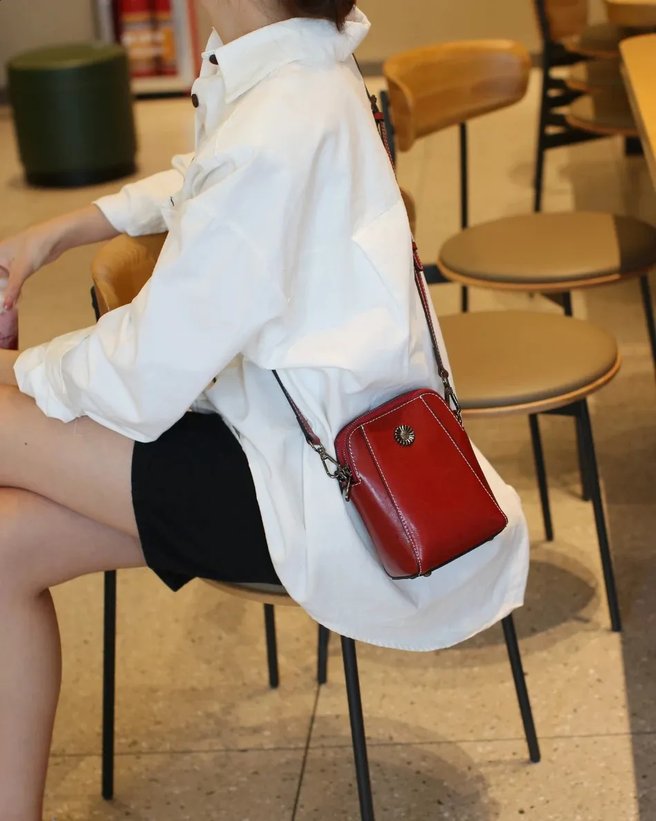 Damen Handtasche Aus Echtleder Für Smartphone Umhängetasche_voghion.com