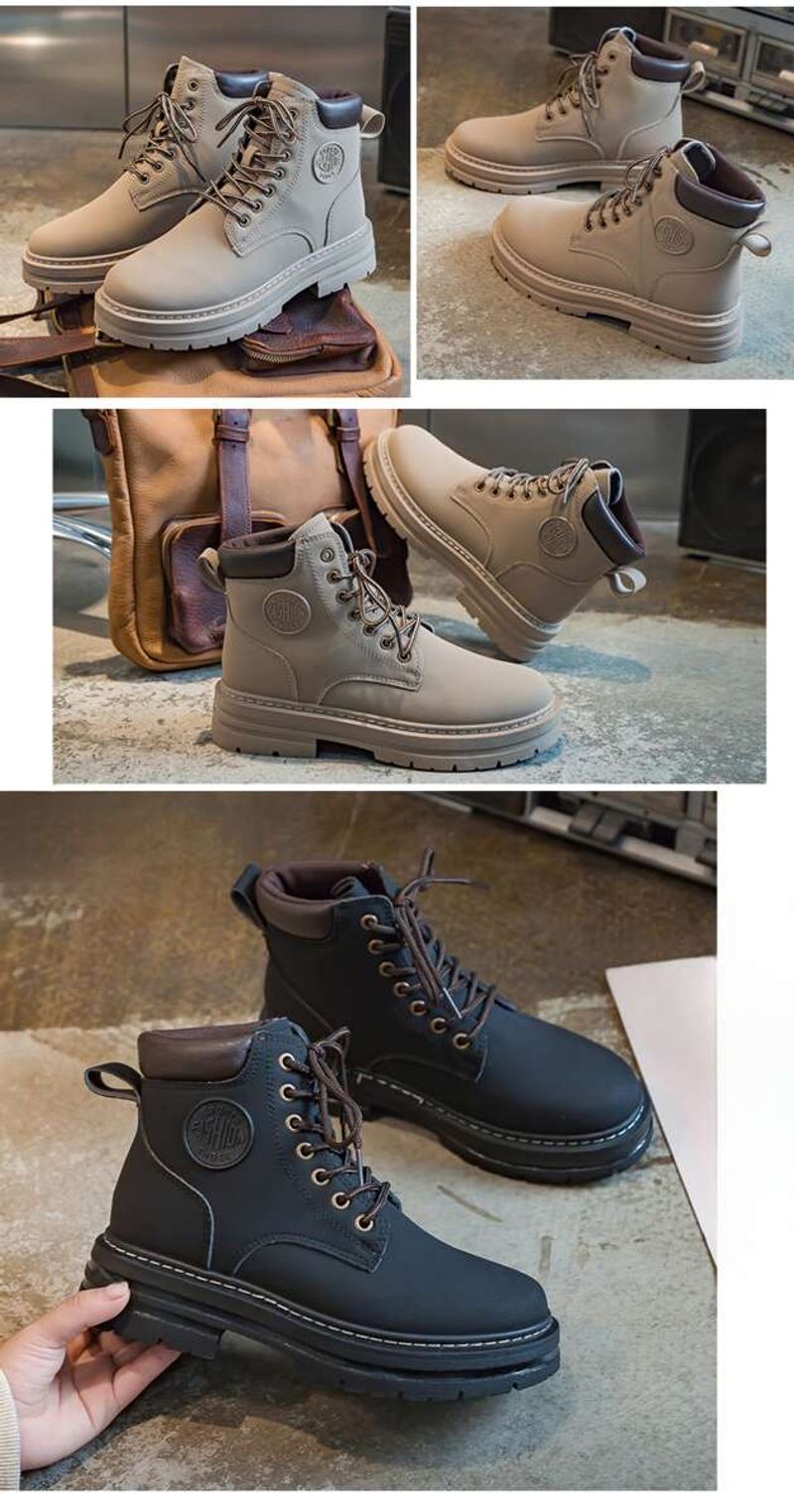 Couple Martin 2024 Automne Travail Femmes Courtes Instagram Semelle Épaisse Jaune Bottes Enfants_voghion.com