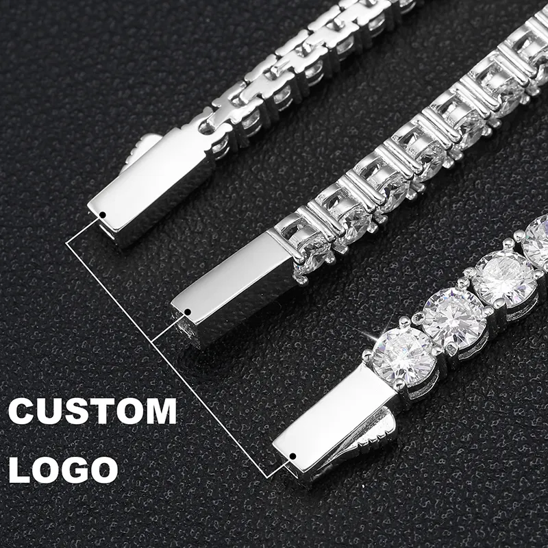 Dropshipping Pulsera 2mm 2,5mm Sterling Sier Pass Diamo Test VVS Moissanite tenisový náramek pro ženy a dívky_voghion.com