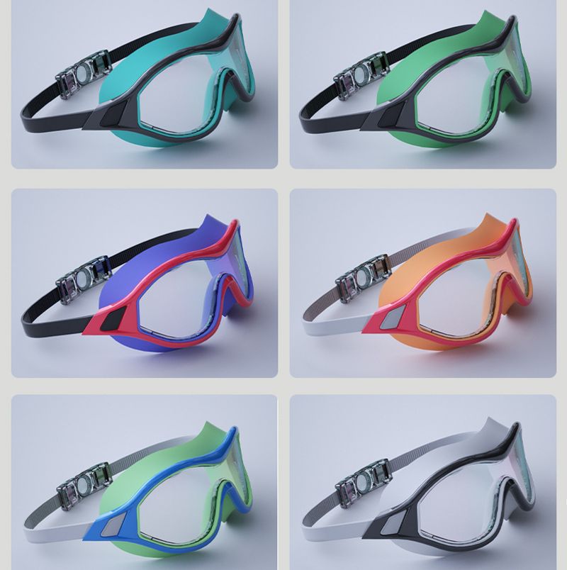 Große professionelle Schwimmbrille für Jugendliche und Erwachsene mit großem Rahmen, HD, wasserdicht und mit Antibeschlag-Ausrüstung_voghion.com