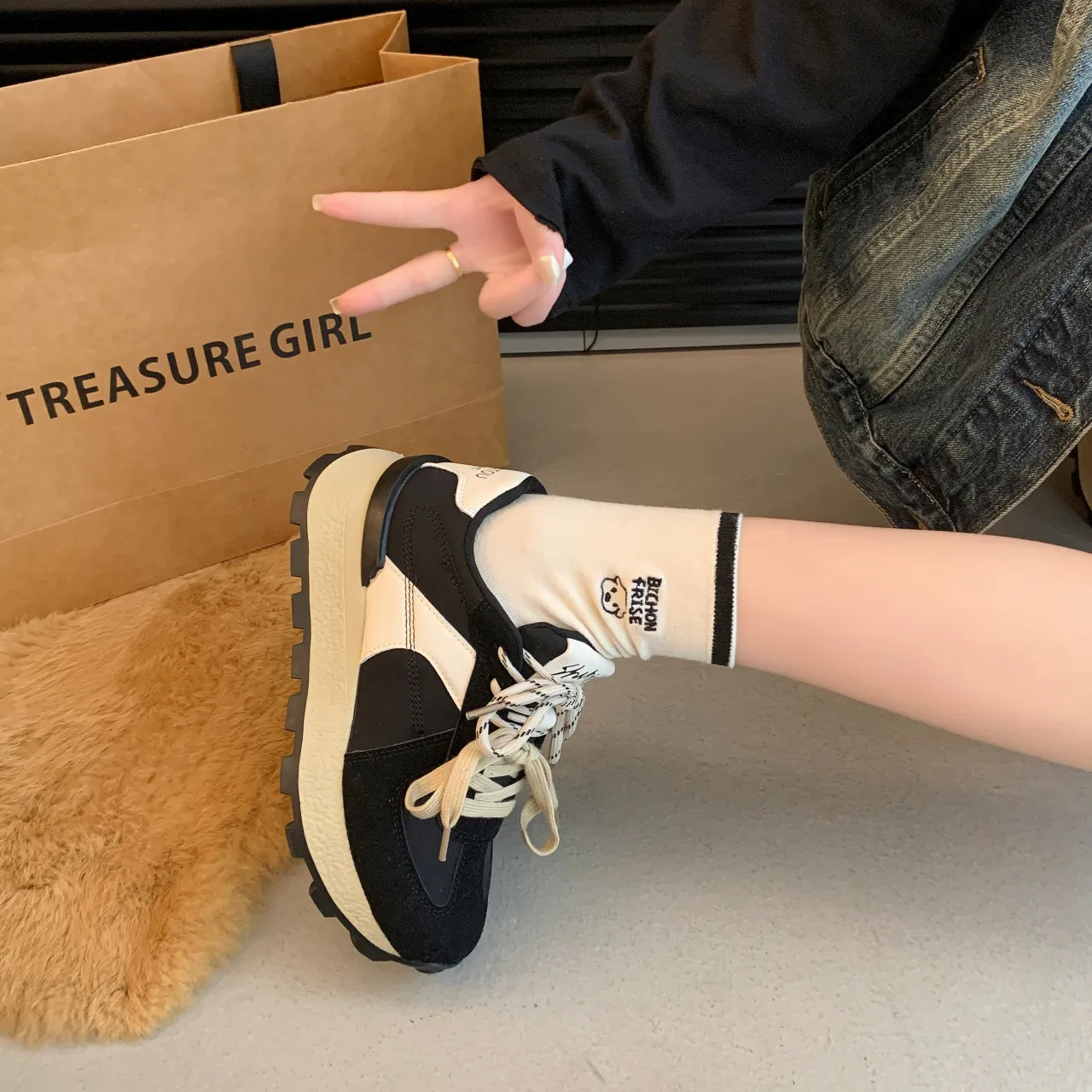 Height Increasing Running Shoes For Women Thick Sole Trainers_voghion.com