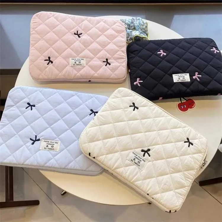 Süße Schleife Stickerei Computer Tasche Tablet Sleeve Fall 11 13,3 14 15,6 Zoll Frauen Laptop-Hüllen für Buch Ipad HP_voghion.com
