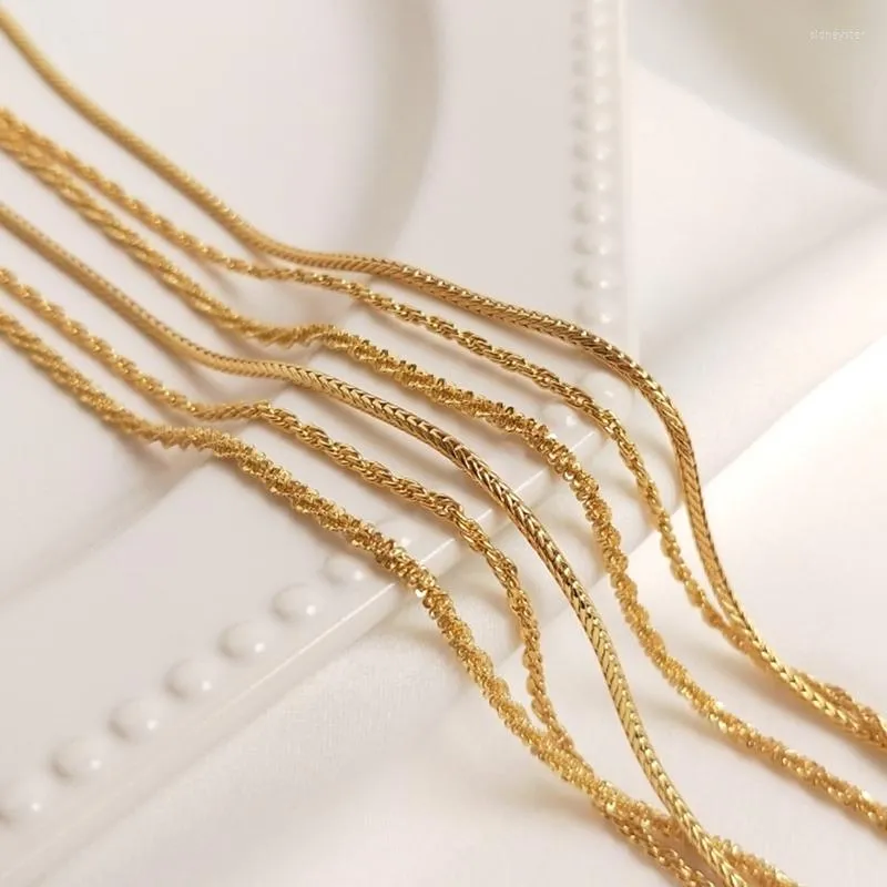 Chaînes plaquées or véritable, rétention de couleur, 60 cm de long, collier, accessoires de fabrication de bijoux, accessoires de bijouterie_voghion.com