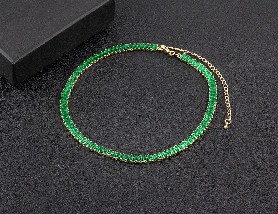 Cubic Zirconia Collar Necklace Bohemian Style Adjustable Chain_voghion.com
