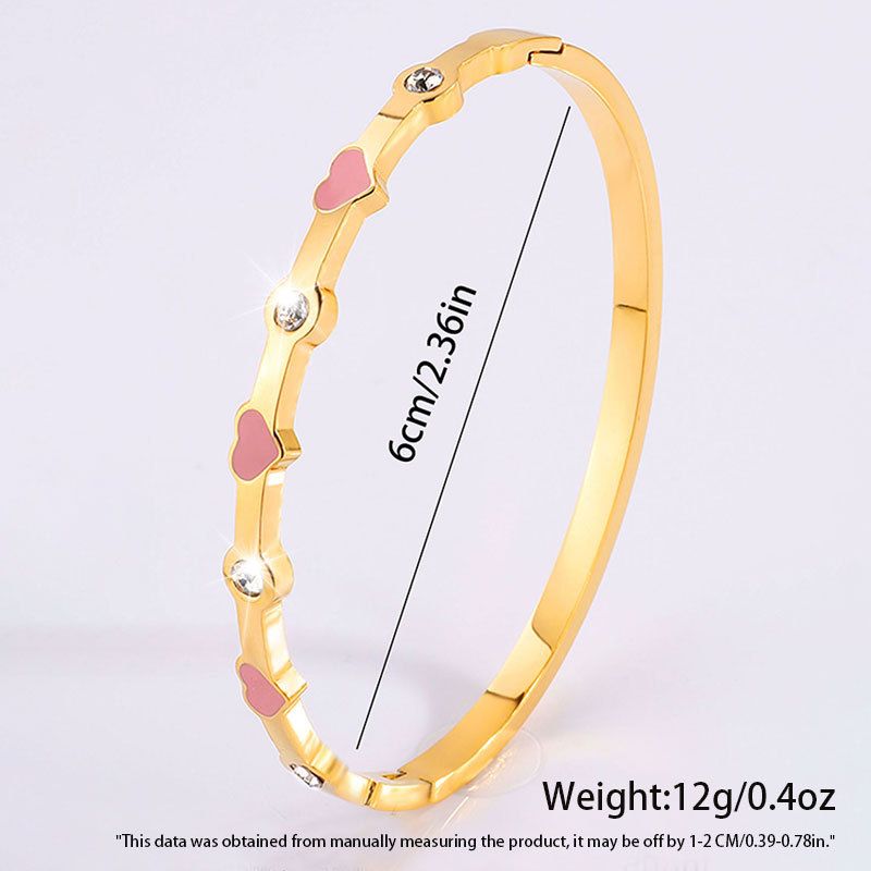 Accesorios de joyería Pulsera de acero inoxidable con forma de corazón y gota de aceite para niñas, de alta gama y a la moda, combina con todo._voghion.com