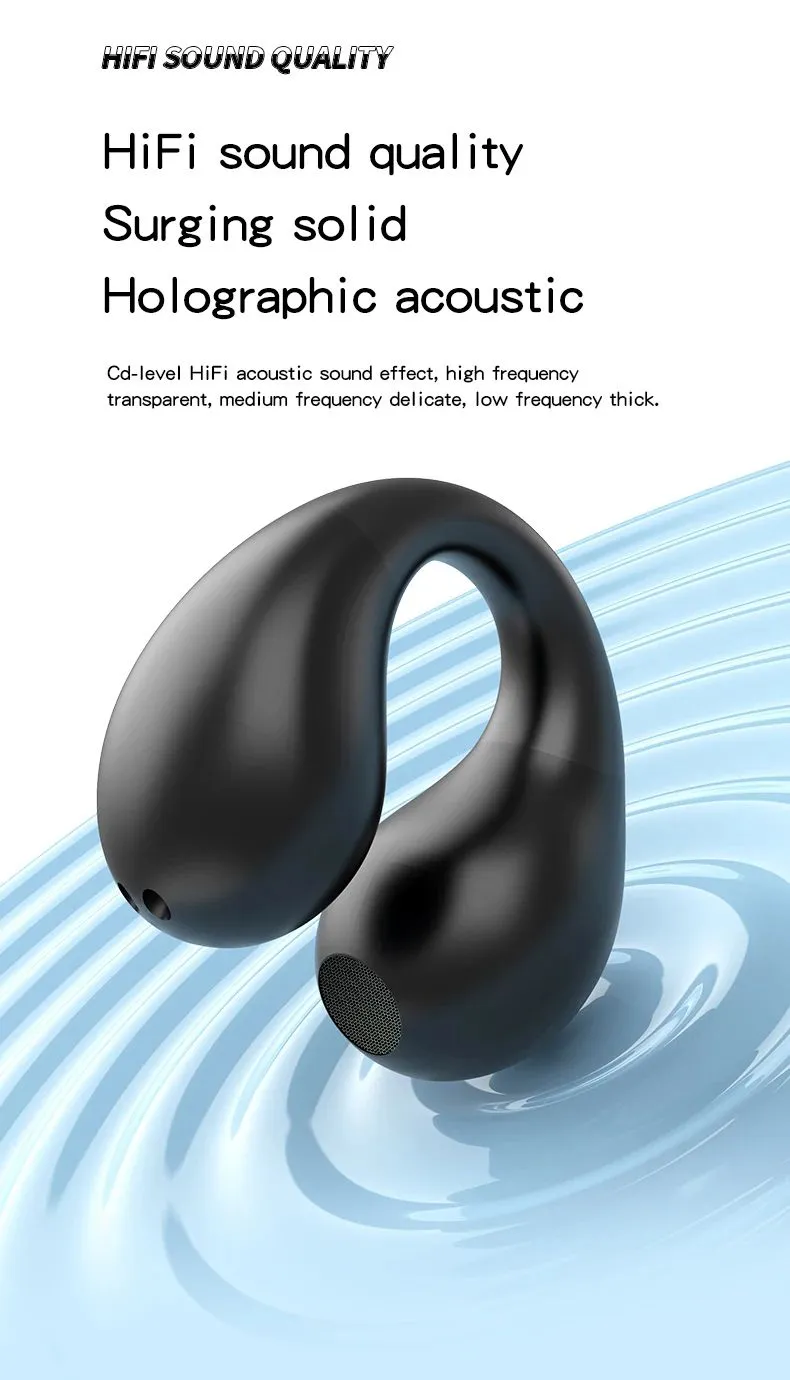 Wireless Led Ear Clip Bluetooth Headphones With Noise Reduction_voghion.com