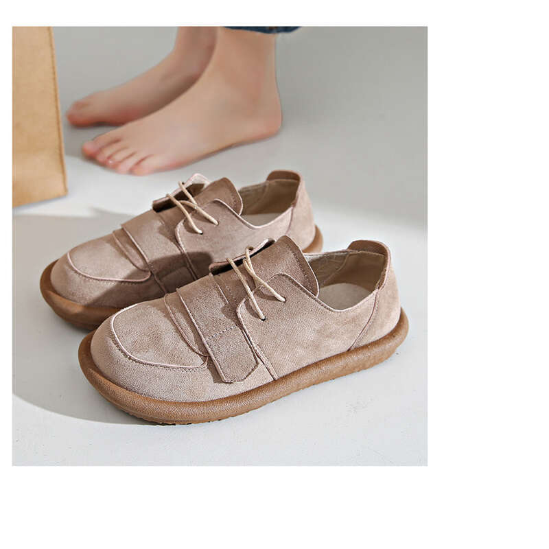 Women's Polken Velcro College Style Wide Head Forest Series Flat Single Clown Cute Shoes_voghion.com