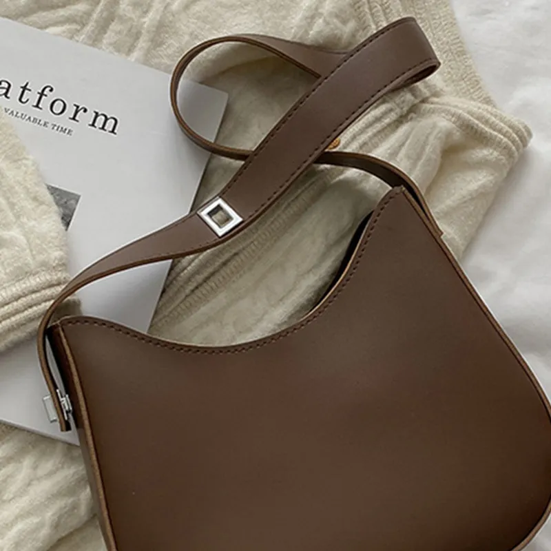 Yogodlns Half-Moon Shoulder Underarm PU Leather Armpit Retro Crossbody Bag Designer Ladies Portable Handbag Totes Purse_voghion.com