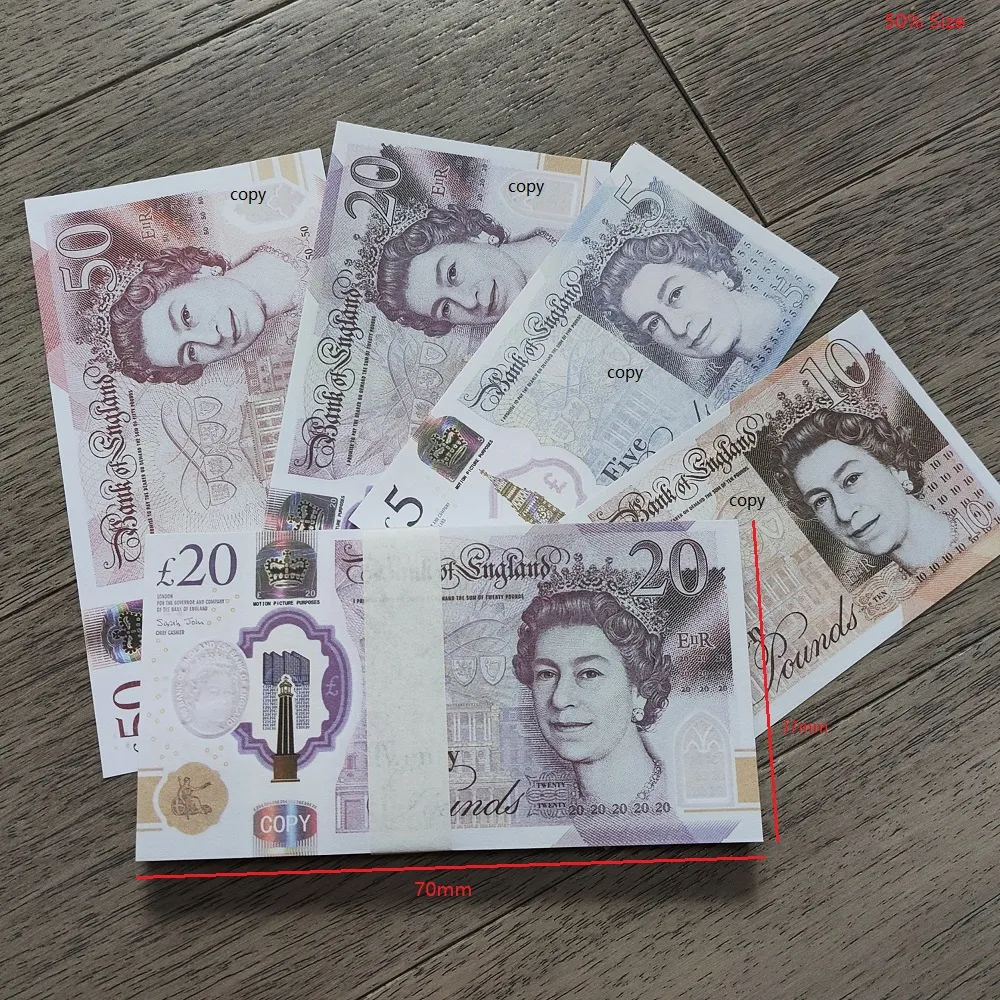 Accessoire UK Paper Game Copier de l'argent Livres GB P 100 50 NOTES Sangle de banque supplémentaire Films Jouer Fa K E Casino Photomaton pour enfant_voghion.com