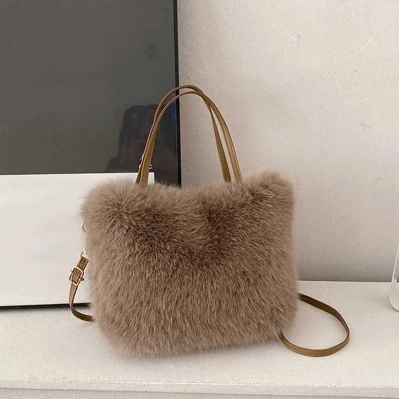 Designer Bag Artificial fur bucket plush design womens handbag soft winter cross body shoulder bag Bolsa Feminina 2025_voghion.com
