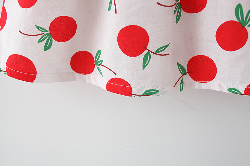 Infant Sling Dress Back Bow Baby Girl Dress Cotton Breathable Baby Clothes Fruit Pattern Sleeveless Mini Dress Set Hat For Girls_voghion.com