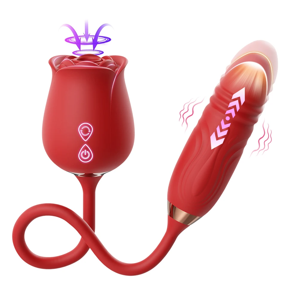Rose Clit Sucker And Thrusting Vibrator For Women_voghion.com