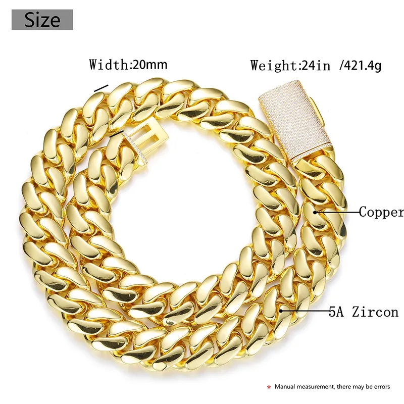12mm-20mm Hip Hop Schwere große Miami Cuban K Kette Herren Halskette Echt vergoldet TopBg 5A Zirkon Verschluss Herrenschmuck_voghion.com