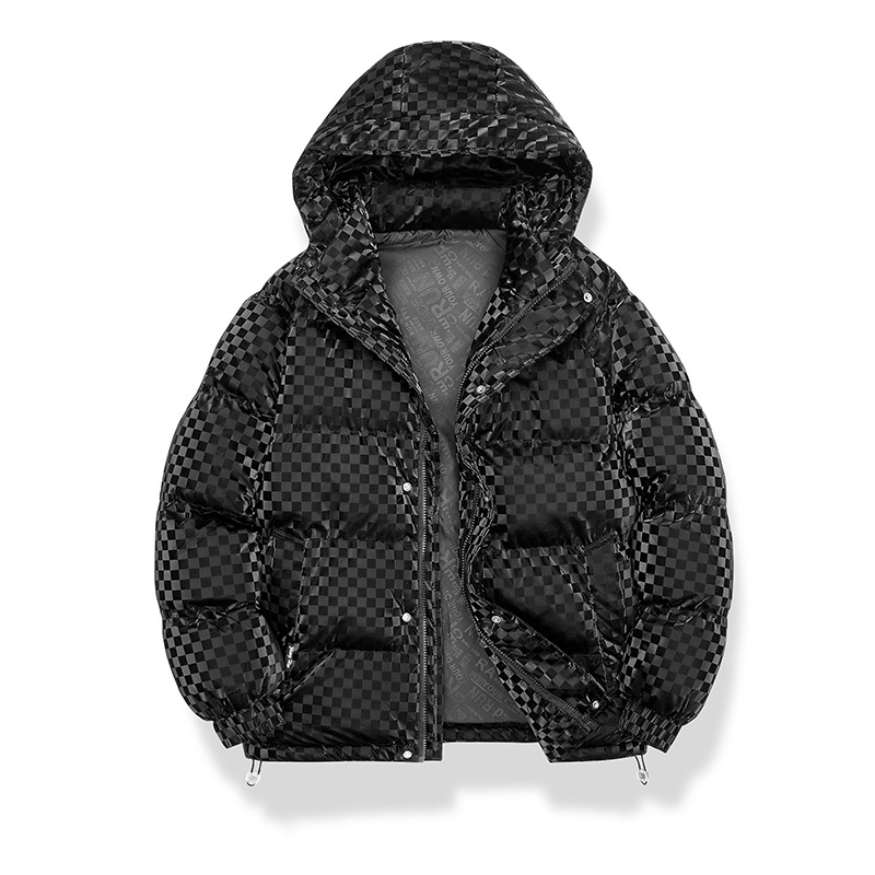 Ropa para hombre 2024 Nuevo abrigo acolchado de algodón Chaqueta de invierno con capucha brillante y acolchada de algodón grueso Chaqueta para hombres y mujeres Abrigo de pan del mismo estilo