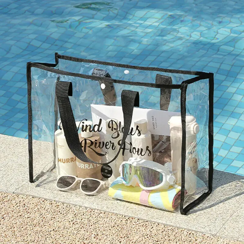 Clear Pvc Beach Bag Versatile Women Tote Shoulder Bag Waterproof_voghion.com