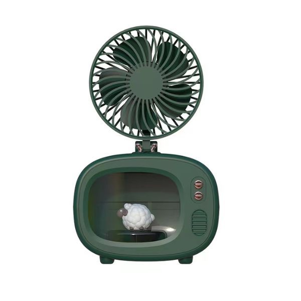 New TV Desktop Fan Creative Spray Fan Small Portable Humidification Refrigeration USB Rechargeable Silent Gale Battery Operated_voghion.com
