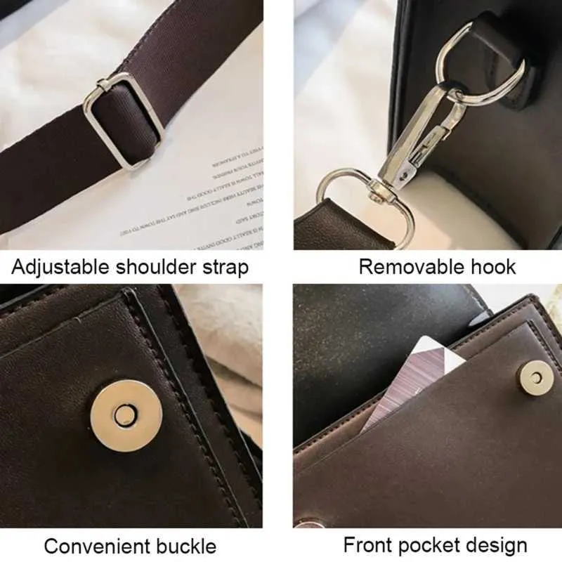 Ladies Messenger Solid Color 2023 New Trendy Wide Shoulder Strap Small Square Bag Retro Casual Simple Crossbody Ba241018_voghion.com