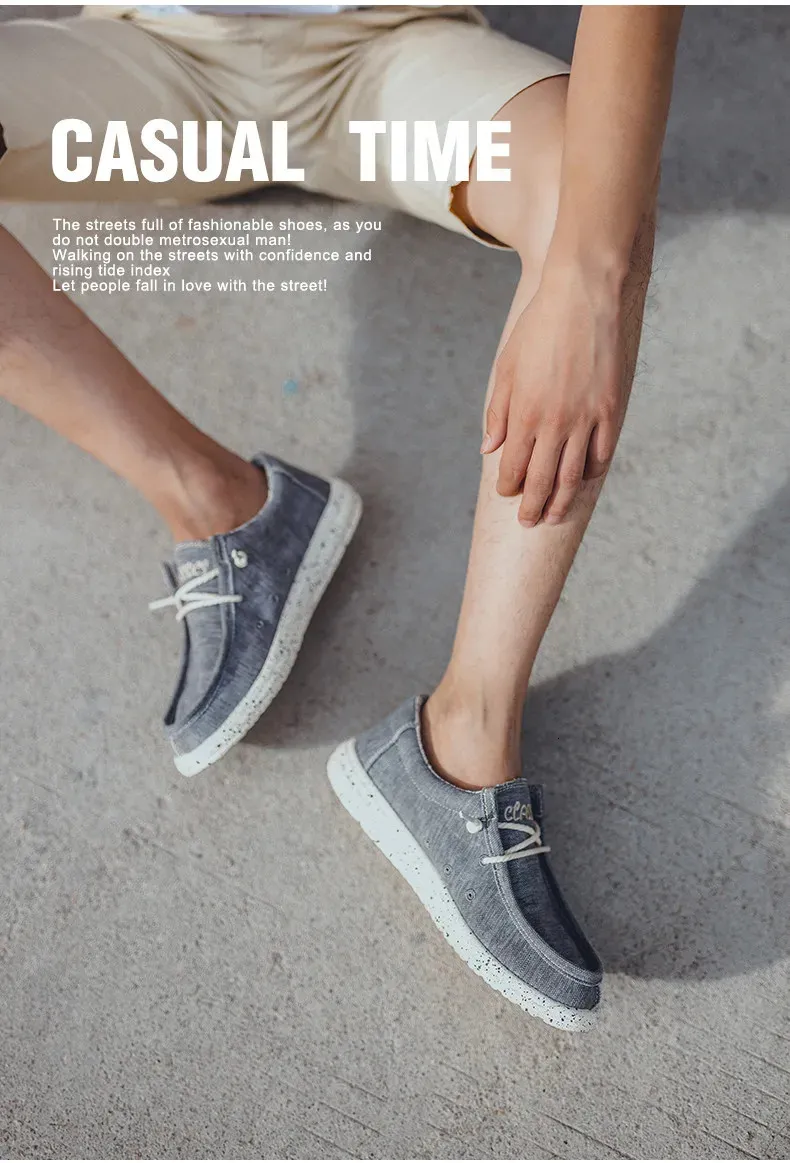 Men's Casual Flat Shoes Comfortable Breathable Canvas Trainers_voghion.com