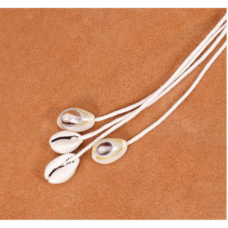 White Waist Cord Bohemian Ethnic Braided Spaghetti Belt With Women's Shell Embellishment_voghion.com
