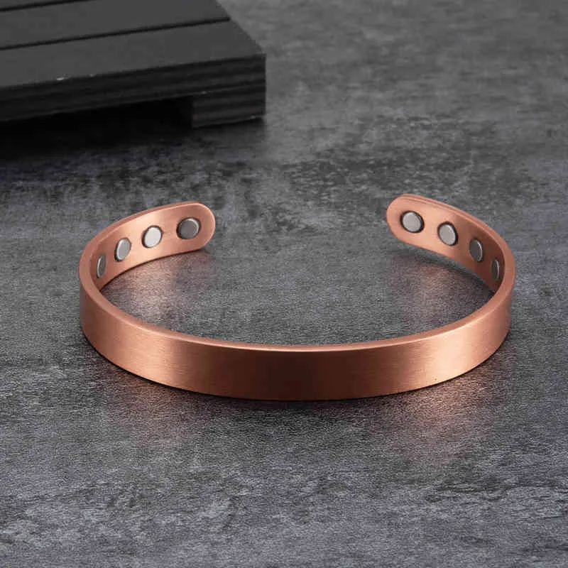 Pure Copper Magnetic Cuff Bracelet For Men Arthritis Therapy_voghion.com