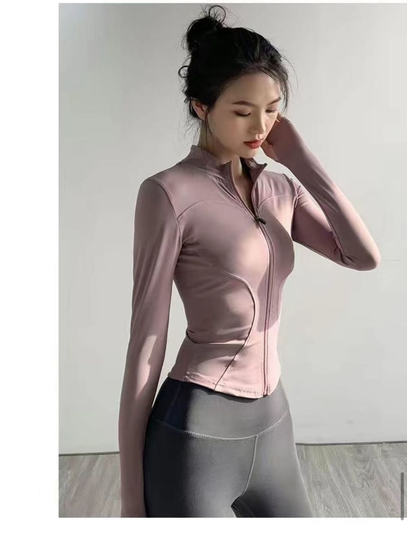 Yoga-Sportbekleidung für Damen im Frühjahr/Sommer, neuer Stil, eng anliegend und schlank machend, schnelltrocknendes Oberteil mit Stehkragen, Strickjacke_voghion.com