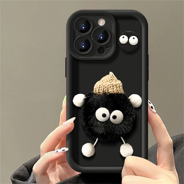 Teplý zimní roztomilý 3D vtipný plyšový silikonový měkký kryt s chlupatým vzorem pro iPhone 15 14 Pro Max 13 12 11 X XR XS 7 Plus kryt_voghion.com