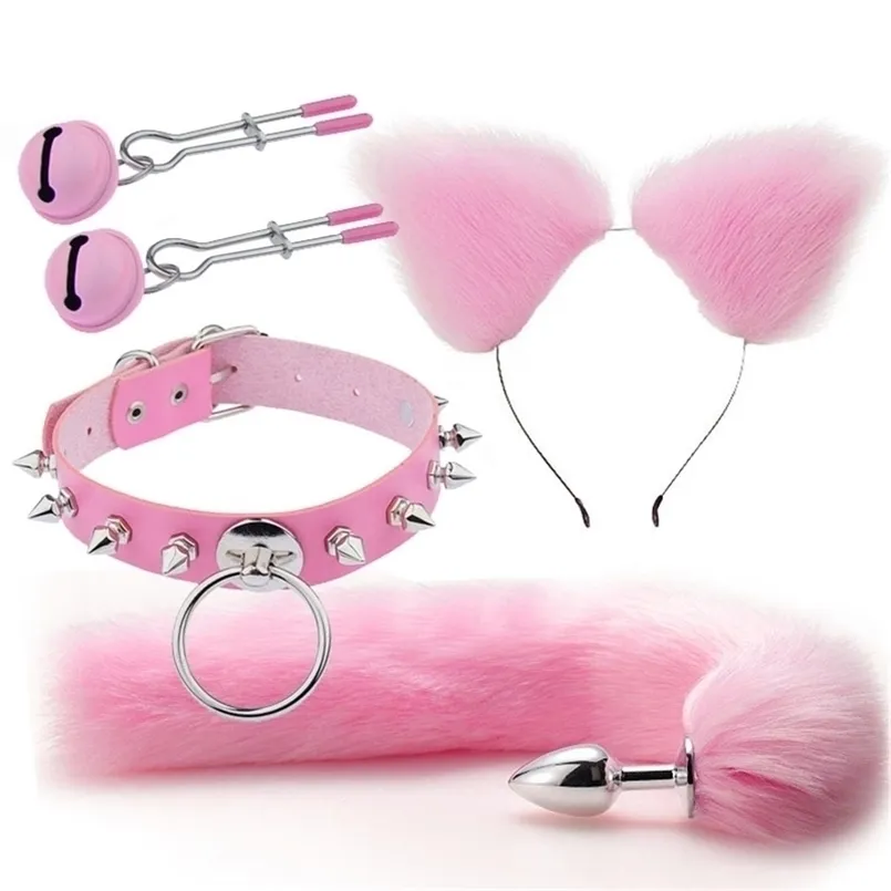Anal Toys Tail Butt Plug Role Play Flirting Fetish Erotic Lolita Cosplay Anime Hair Cat Ears Furry Belt In Ass_voghion.com