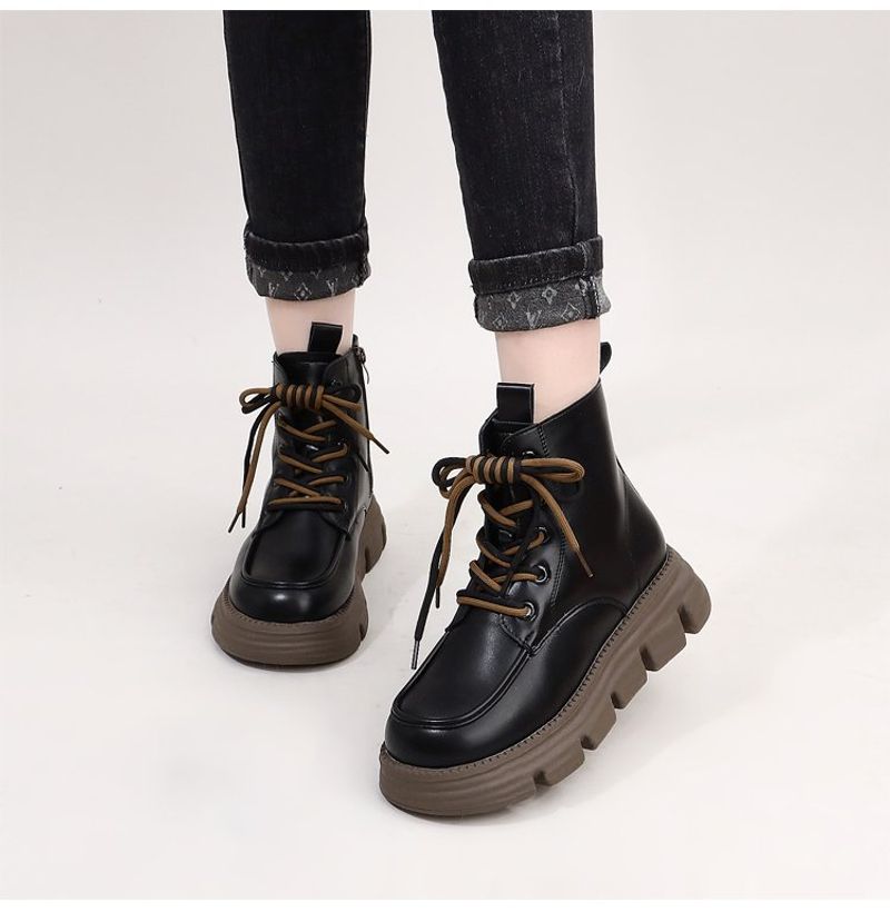 Big cotton shoes integrated fur leather, wool snow for women in autumn winter, new style with plush and thickened Martin_voghion.com