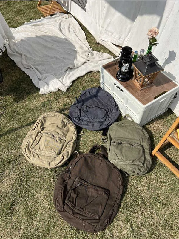 Vintage platneni ruksak za žene s patentnim zatvaračem, ležeran, srednjeg kapaciteta, u preppy stilu, ženski, Ba241031_voghion.com