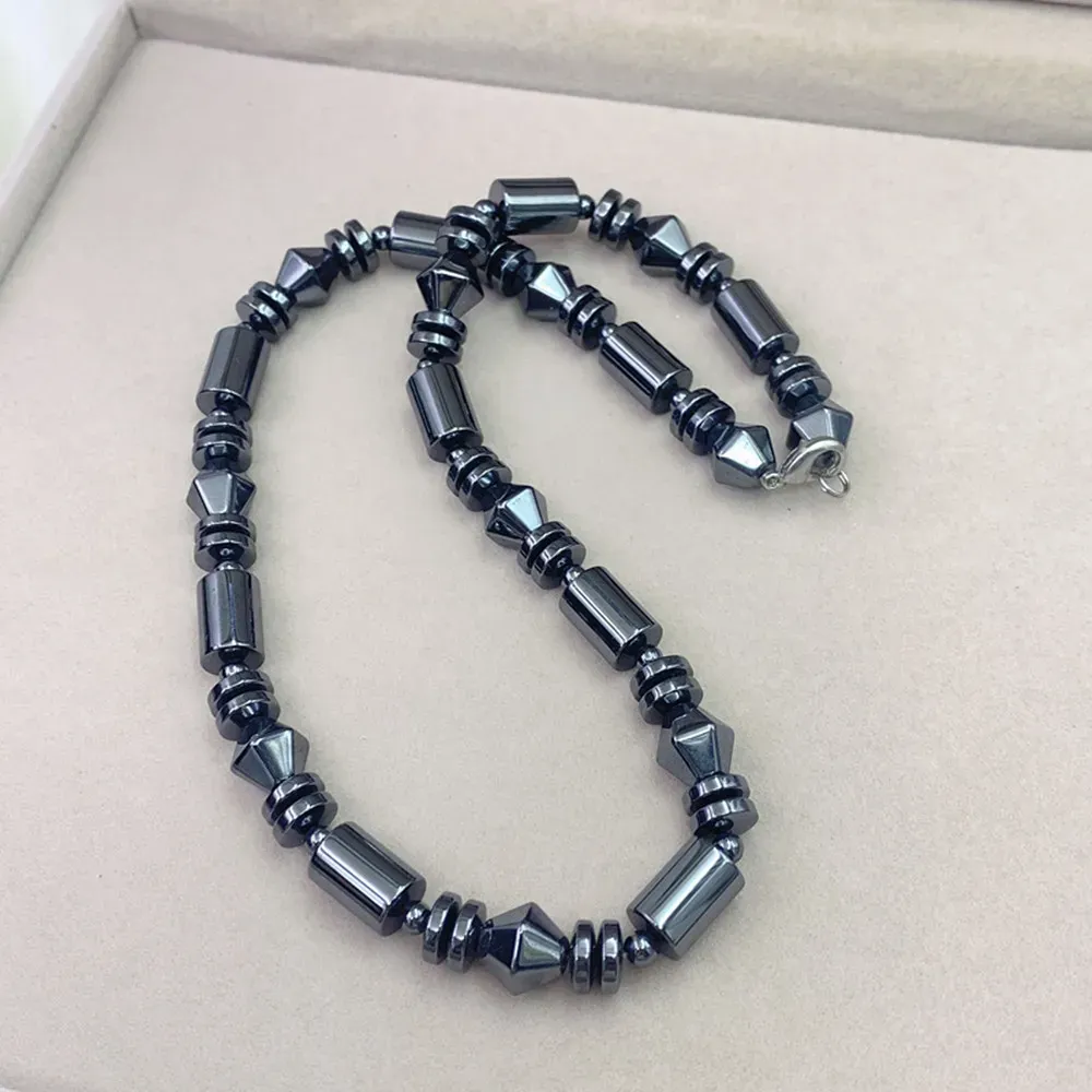 Collier de guérison en hématite avec breloques pour hommes et femmes, perles en pierre naturelle, thérapie, soulagement de l'anxiété, yoga, ras du cou, bijoux_voghion.com