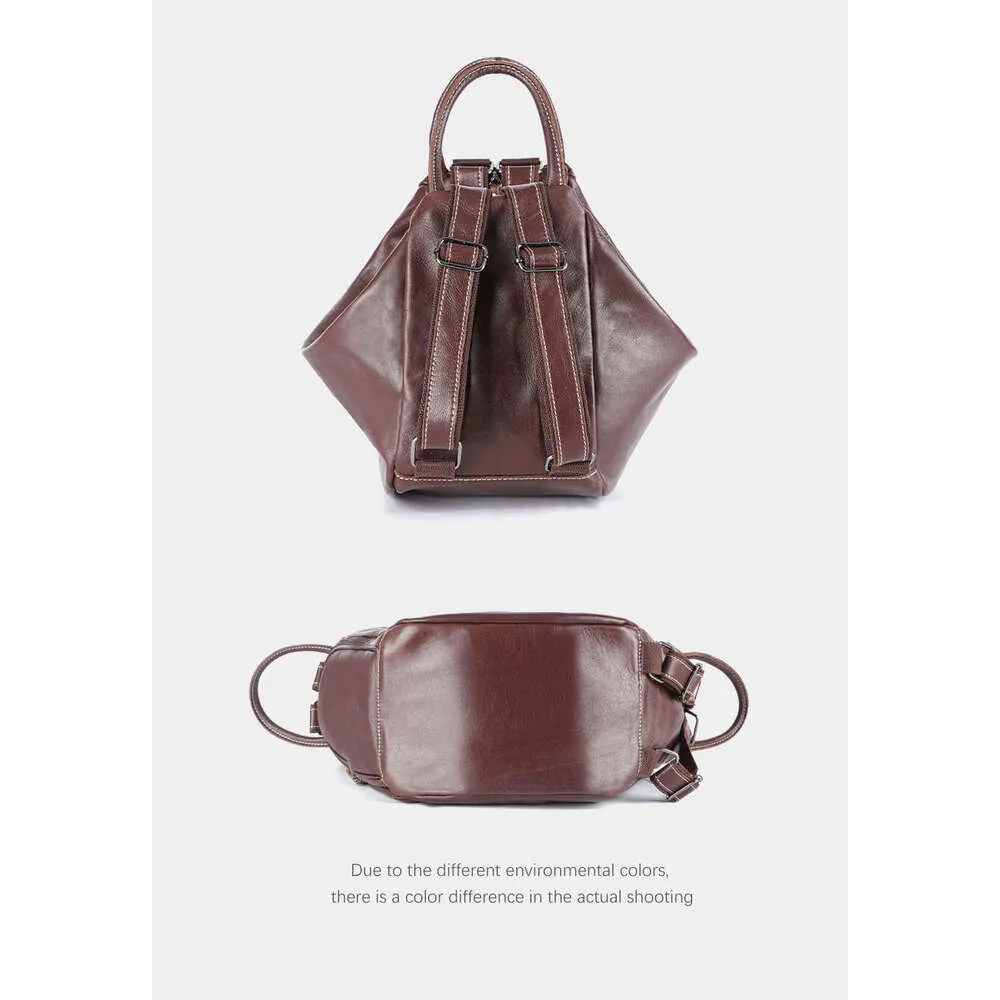 Sac à dos transformable en cuir véritable pour femme Zency 2024 Sac à bandoulière design Rucack Grandes poches pour voyage_voghion.com