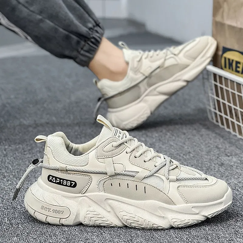 Scarpe da corsa sportive da uomo, nuove, traspiranti e versatili, con interno rialzato, stile goffo, in rete, nere, spedizione gratuita_voghion.com