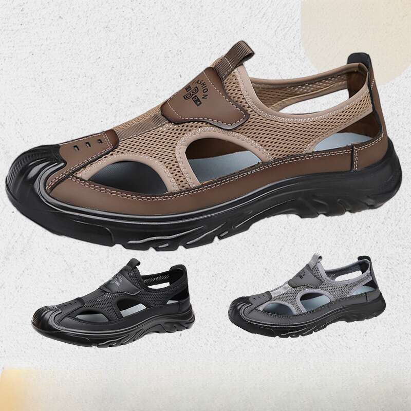Sandalen Zomer Luie Antislip Gat Mesh Sandalen Herenschoenen_voghion.com