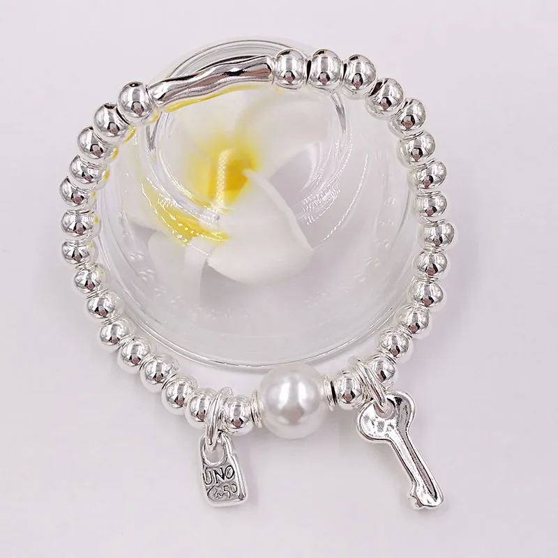 Ciondoli fai da te malocchio creazione di gioielli forniture UNO de 50 Sterling argento bracciale per donne braccialetti di metallo catena a mano set di perline compleanno_voghion.com