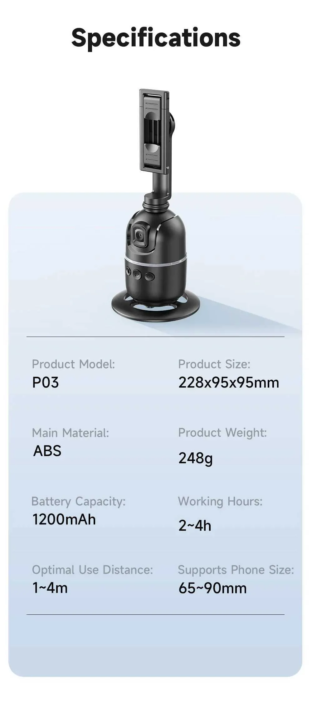 Stabilizers AXNEN P03 Stabilizer Mobile Phone AI 360 Follow Selfie Stand Face Tracking Desktop Gimbal For Cellphone And_voghion.com