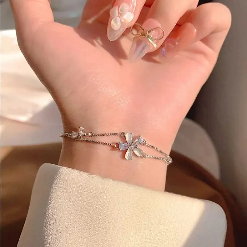Bracciale con charms in zirconia cubica da donna doppio strato_voghion.com