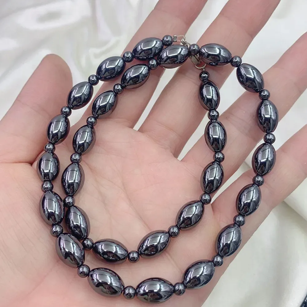 Collier de guérison en hématite avec breloques pour hommes et femmes, perles en pierre naturelle, thérapie, soulagement de l'anxiété, yoga, ras du cou, bijoux_voghion.com