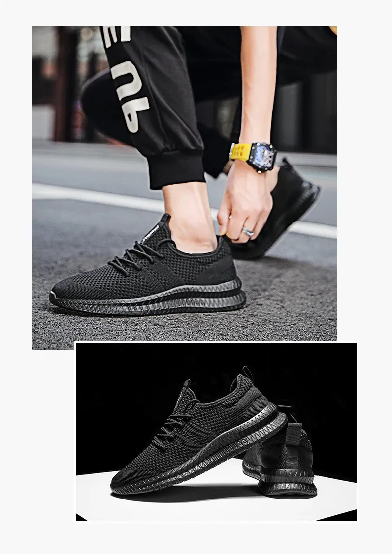 Baskets décontractées printemps-été tendance et confortables en maille pour hommes, chaussures Zapatos Hombre, grande taille 36-46 250122_voghion.com