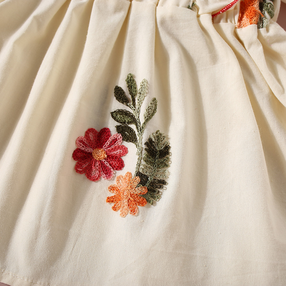 New Baby Girl Cotton Clothes Set Flower Embroidered Top+Red Shorts Summer Kids Clothes_voghion.com