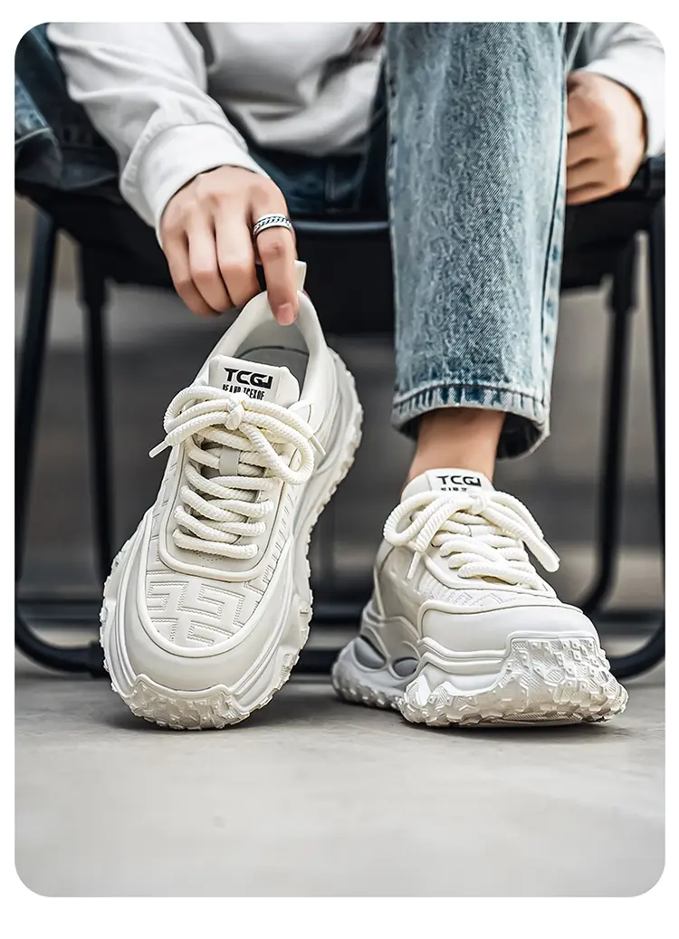 Chaussures de sport antidérapantes pour hommes, chaussures décontractées à plateforme rehaussante, chaussures tendance pour papa_voghion.com