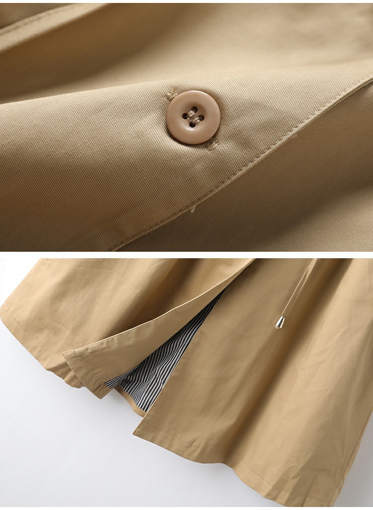 Trench da donna autunnale a maniche lunghe con polsini a contrasto e risvolto 9663_voghion.com