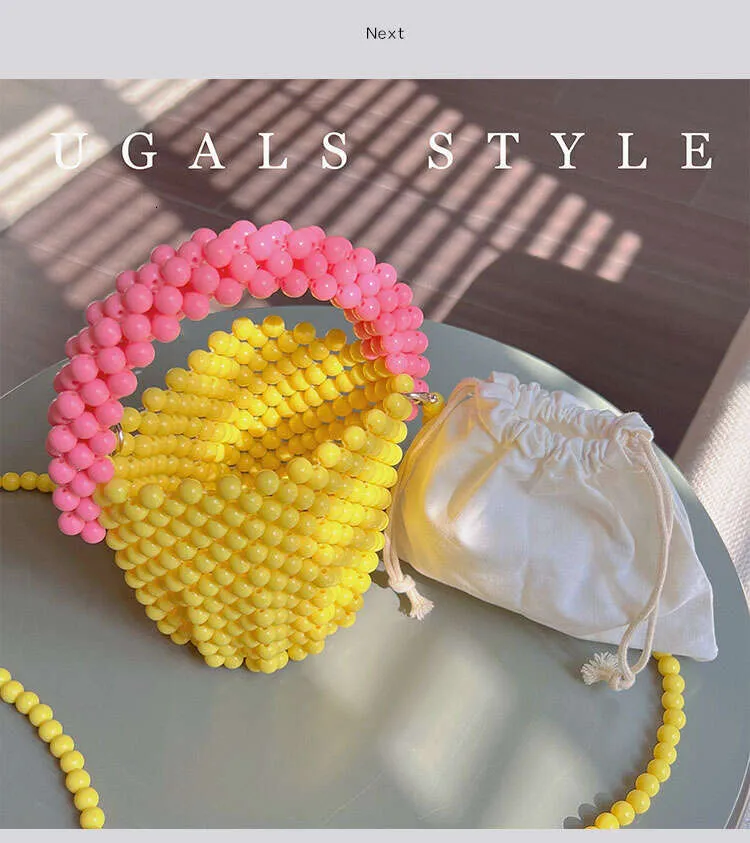 Mini Beaded Shoulder Bag For Women, Handmade Candy Colour Handbag_voghion.com