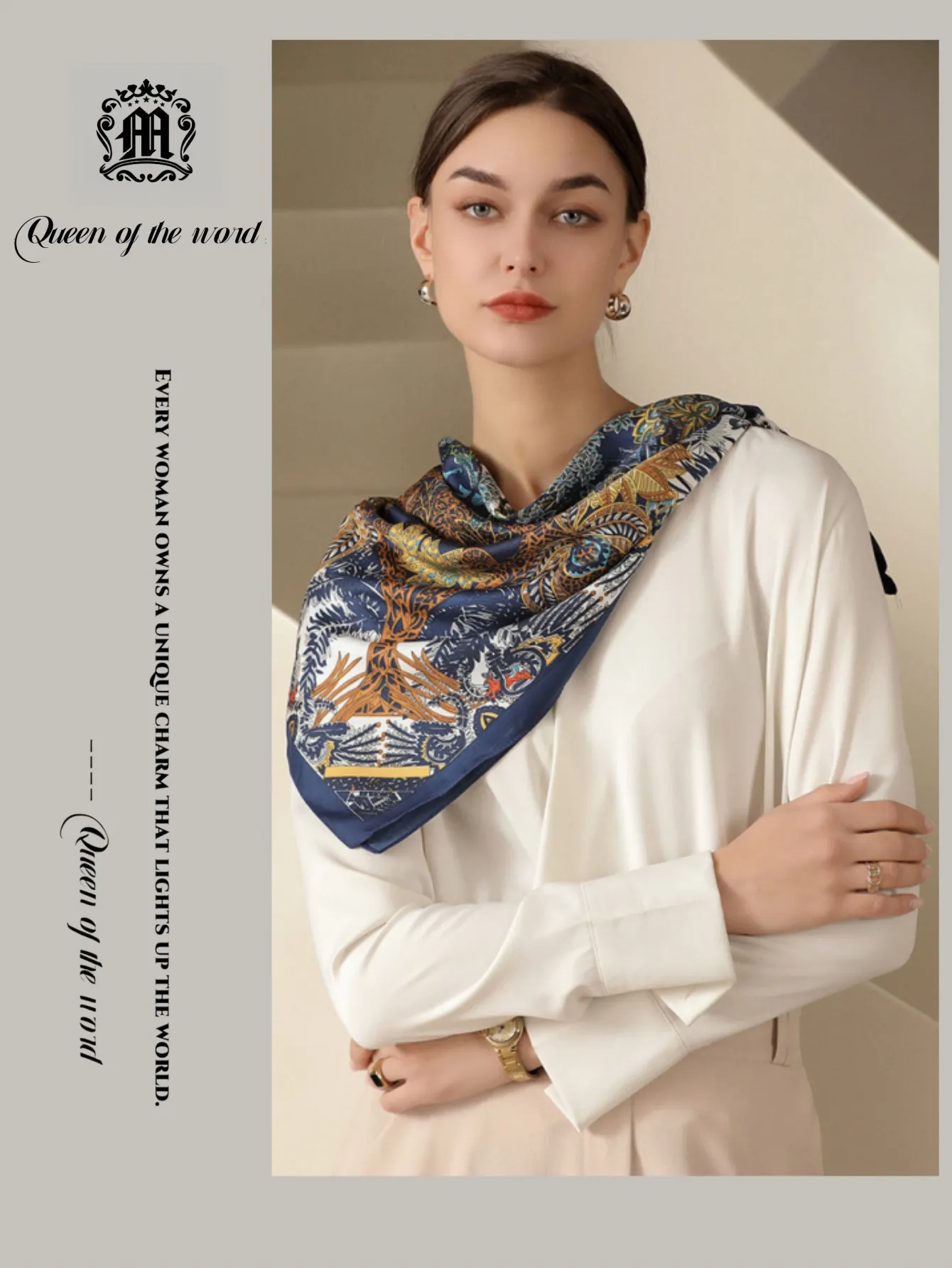 queen Of The Word 2 European Oversized Polka Dot Printed Women's Scarves With Scarf Buttons - Smooth Mulberry Silk_voghion.com