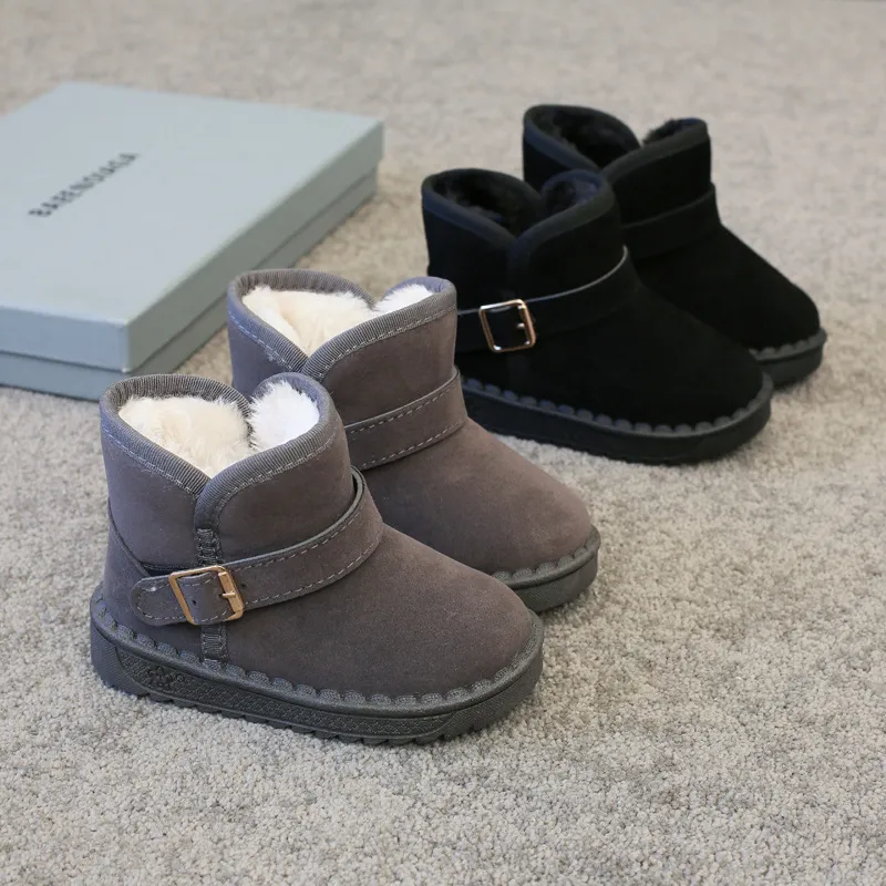 Kids Snow Brown Boys and Girls Baby Toddler Cotton Shoes Kidsnest Gray Soft Padded Thickened Pink Children's Winter_voghion.com