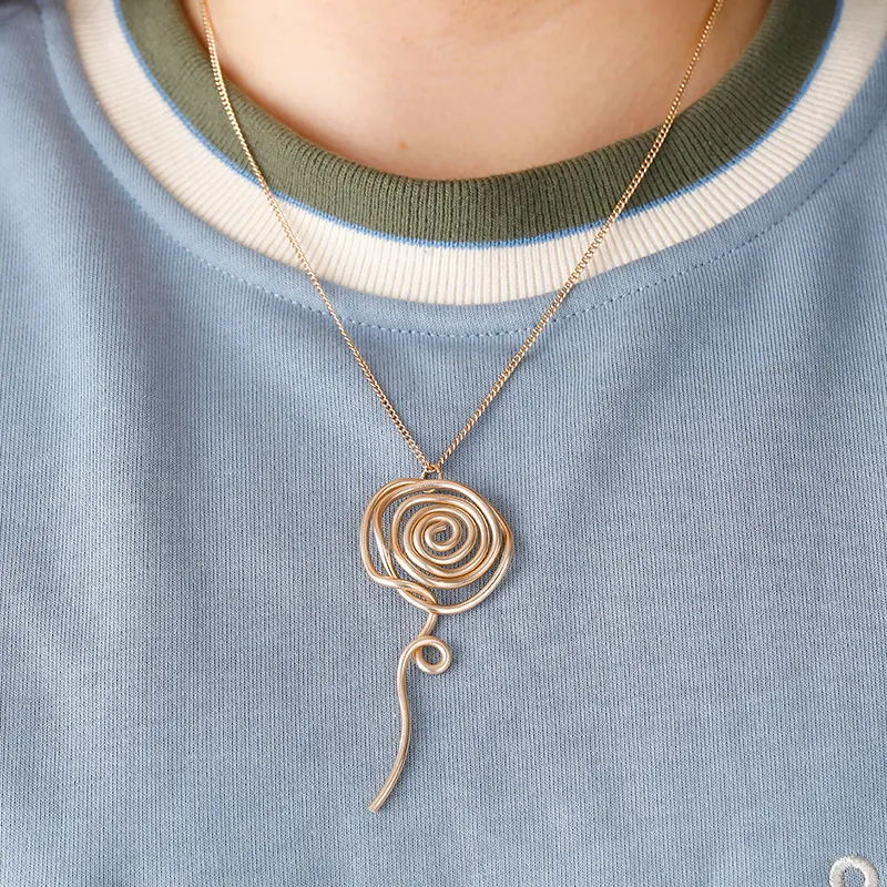 Pendant Necklaces Alloy Necklace Gold Spiral Shape Personality Trend Atmosphere Women's Birthday Party Gift For Friend_voghion.com